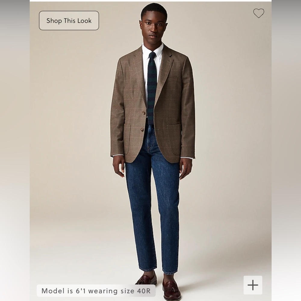 J. Crew Ludlow Blazer Silk Linen Blend Beige Tan Glenn Plaid lightweight blazer